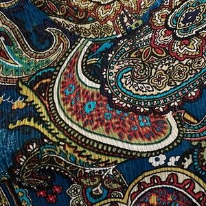 Chico’s 100% Silk colorful paisley print v-neck long sleeve sheer top - XS